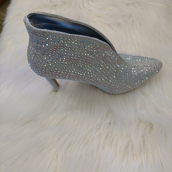 Irdescent Silver Rhinestone Heel Bootie - Picture 5 of 6